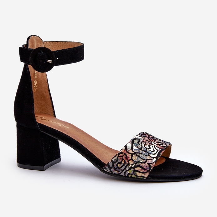 Sandálias de salto alto em camurça Maciejka 04141-48 pretas preto 1