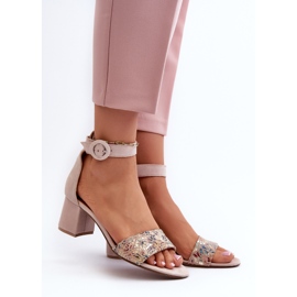 Sandálias de salto alto em camurça Maciejka 04141-49 Bege 2