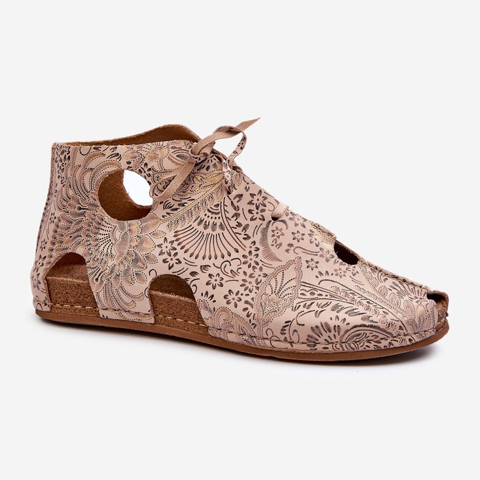 Botins de couro estampado Maciejka 03426-02 Bege 1