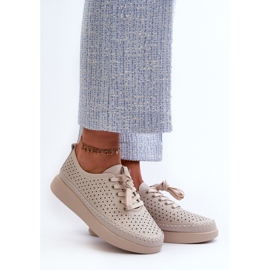 Tênis de couro na plataforma S.Barski LR278 Bege 2