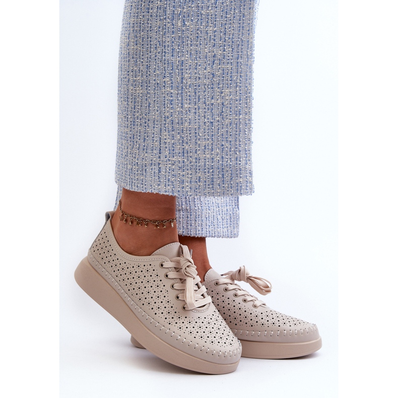 Tênis de couro na plataforma S.Barski LR278 Bege 2