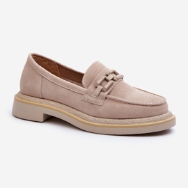 S.Barski Mocassins de camurça de grama plana com decoração D&A TW101 J.Beżowe bege 2 S.Barski Mocassins de camurça de grama plana com decoração D&A TW101 J.Beżowe bege 2