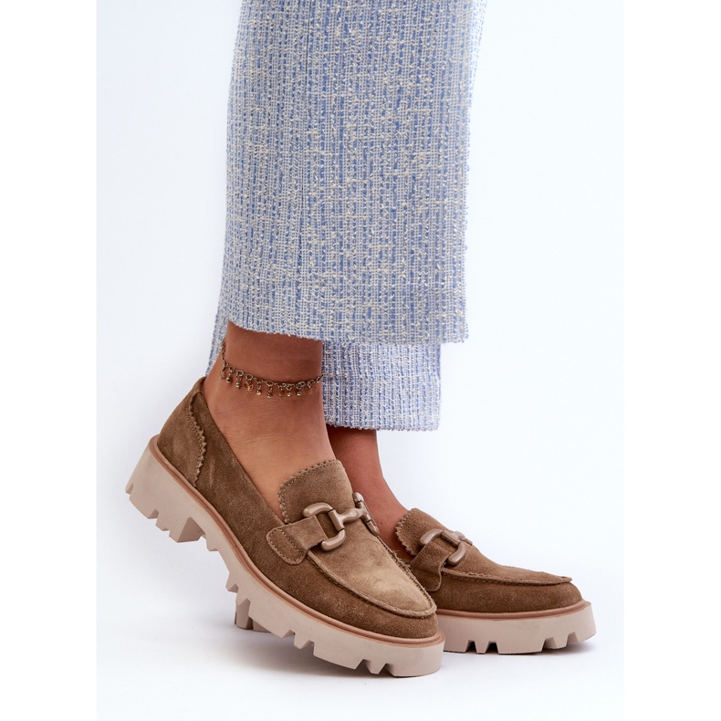 S.Barski Mocassistas de camurça feminina com decoração D&amp;A TW117 Olive verde 2