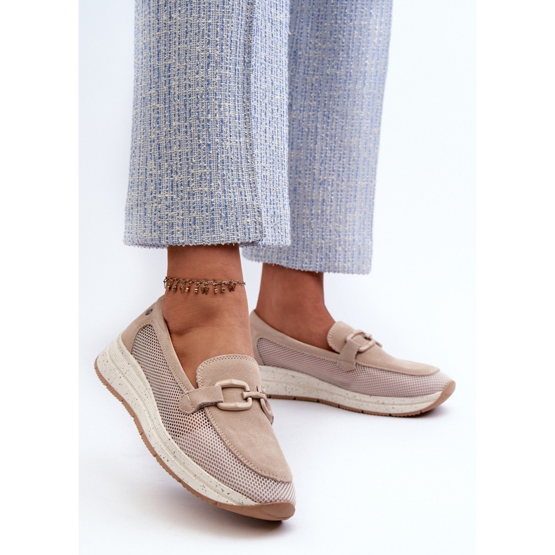 S.Barski Mocassins femininos de camurça D&amp;A TW210 bege 2