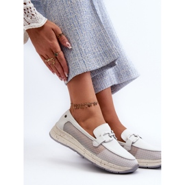 S.Barski Mocassins de couro feminino D&amp;A TW210 branco 1