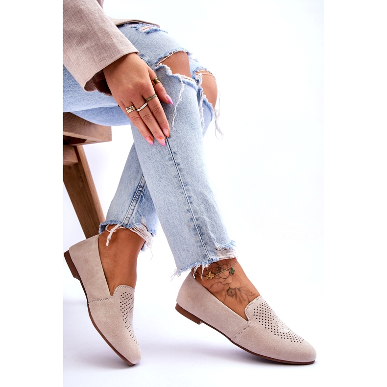 S.Barski Camurça feminina aberta bege 4