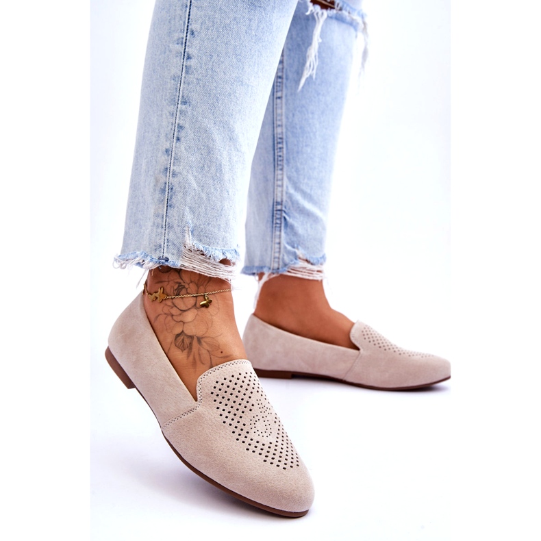 S.Barski Camurça feminina aberta bege 1