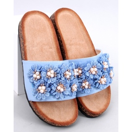 Chinelos de cortiça Emiles Azul com flores 1