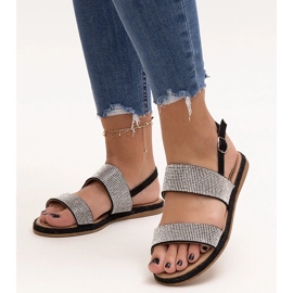 Sandálias pretas decoradas com zircões Carvalia preto 1