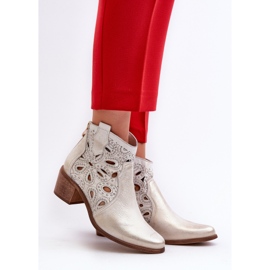 Lewski Shoes Botins de couro perfurado Lewski sapatos 3170/2 borracha ouro dourado 2