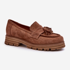 Zazoo 3469 Mocassins femininos de camurça com franjas, marrom castanho 1