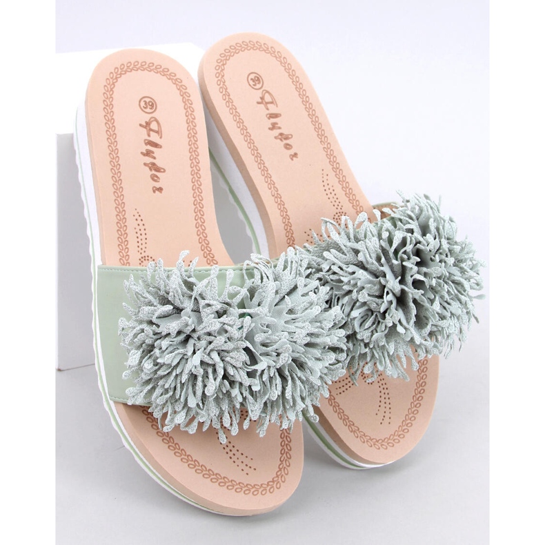 Mule de cunha floral verde claro Ragnes 1