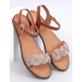 Sandália rasteira champanhe Tavani marrom 1
