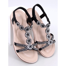 Yvers Sandálias pretas com zircões decorativos preto 1