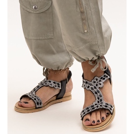 Sandálias pretas brilhantes de Shahid preto 1