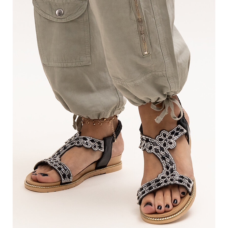 Sandálias pretas brilhantes de Shahid preto 1