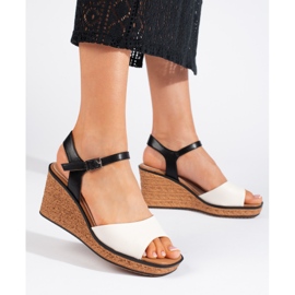 Sandálias femininas de cunha branca Sergio Leone branco 1