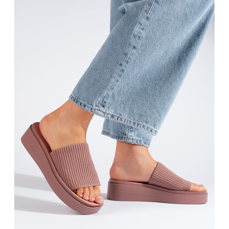 Sergio Leone Sandálias femininas de cunha rosa 1