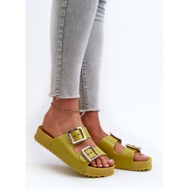 Slides lisos femininos ZAXY LL285077 Lima verde 2