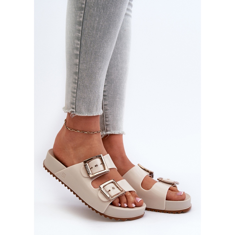 Slides lisos femininos ZAXY NN285058 Bege claro 2