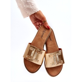 Seastar Chinelos femininos com decoração dourada dourado 3