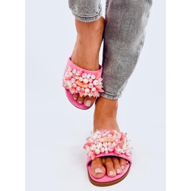 Chinelos Lumsen Fuchsia com pedras coloridas rosa 1