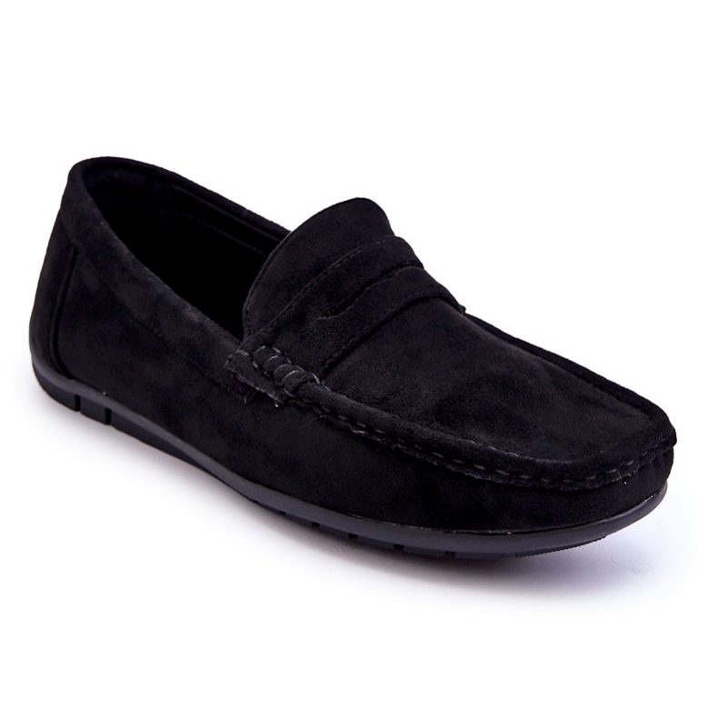 Confly Suades de camurça masculina mocassins preto 1