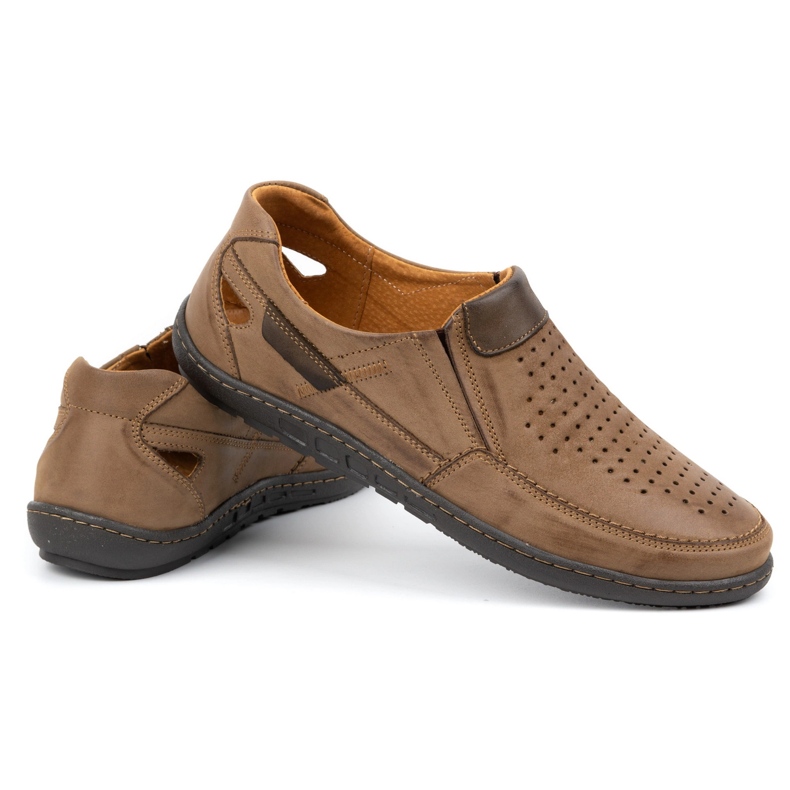 Olivier Mocassins de couro masculino para o verão 602 marrom castanho 5