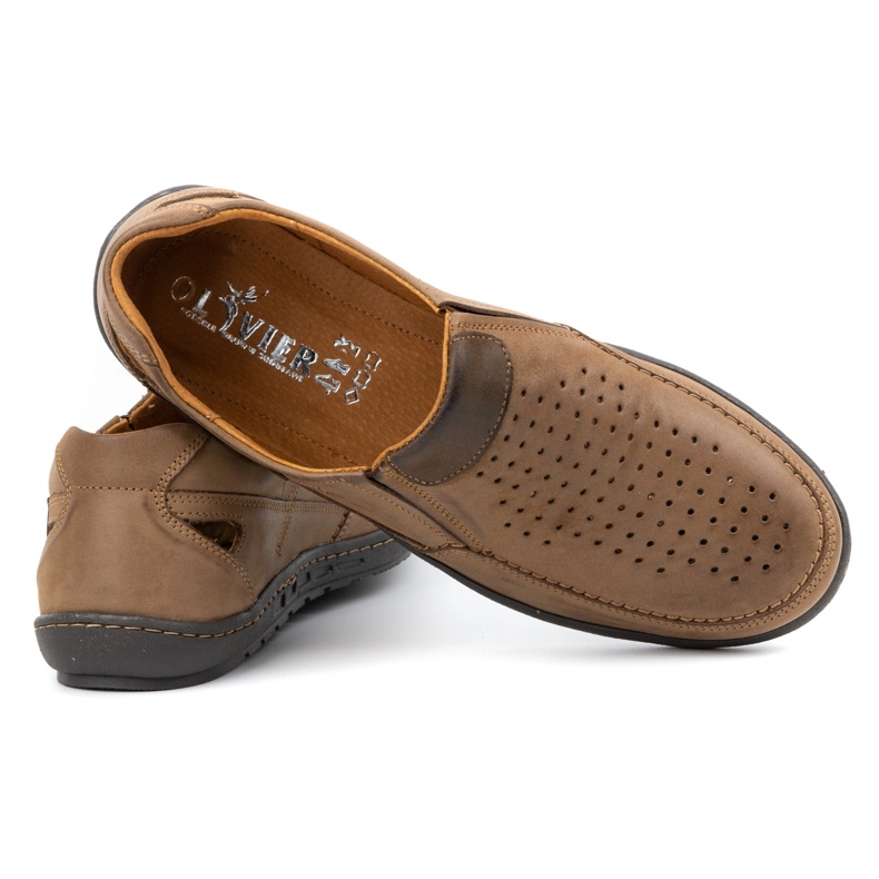 Olivier Mocassins de couro masculino para o verão 602 marrom castanho 3