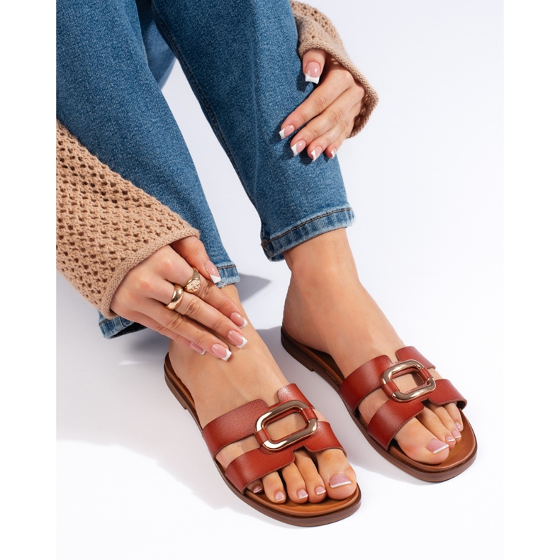 Chinelos femininos marrons de Sergio Leone marrom 1