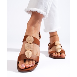 Sandálias rasteiras marrons femininas de Sergio Leone castanho 1