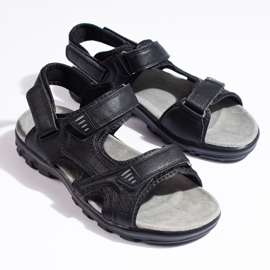 Sandálias masculinas confortáveis ​​de velcro pretas preto 1