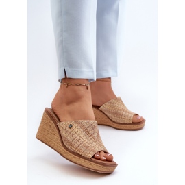 Chinelos de cunha femininos Sergio Leone KL213 bege 2