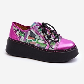 Tênis feminino de couro com plataforma Maciejka 06479-15 Fúcsia rosa 1