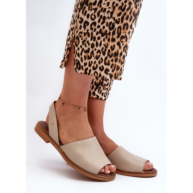 Sandálias deslizantes de couro Zazoo 40327, bege 2