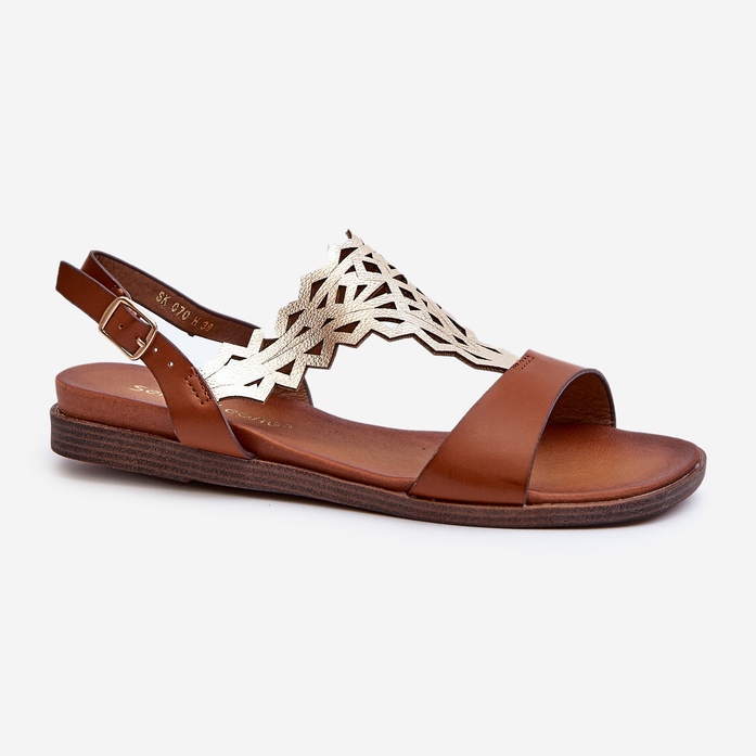 Sergio Leone SK070H Sandálias rasteiras femininas, marrom 1