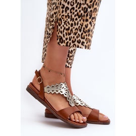 Sergio Leone SK070H Sandálias rasteiras femininas, marrom 2