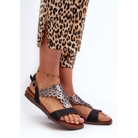 Sergio Leone SK070H Sandálias rasteiras femininas pretas preto 2