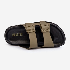 Chinelos masculinos leves com fivelas Big Star NN174592 verde escuro 1