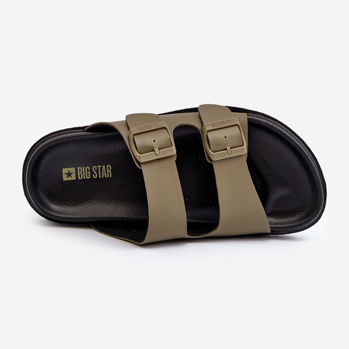 Chinelos masculinos leves com fivelas Big Star NN174592 verde escuro 1