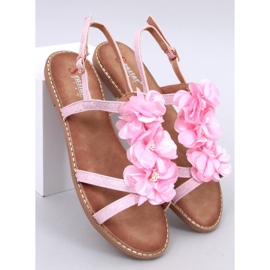 Sandálias Amaur rosa com flores delicadas 1