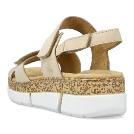 Sandálias femininas confortáveis ​​de velcro bege Rieker V2366-60 1