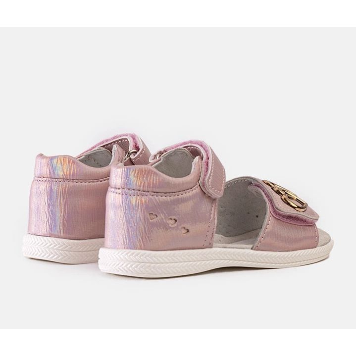 Miss Sandálias infantis rosa com aplicação de couro Minka 1