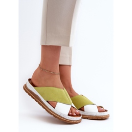 Chinelos perfilados de couro Maciejka 04986-11 Lima branco 2