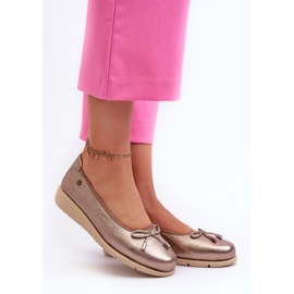 Sapatos de bailarina femininos elegantes feitos de couro natural Maciejka P6504-25 dourado 2
