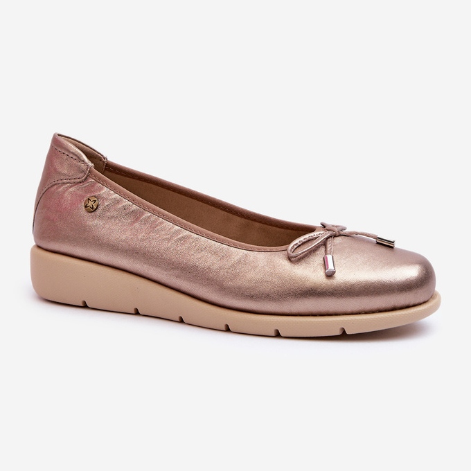 Sapatos de bailarina femininos elegantes feitos de couro natural Maciejka P6504-25 dourado 1