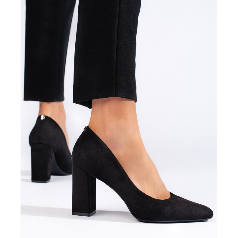 Sapatos de camurça preta com salto grosso de Sergio Leone preto 1