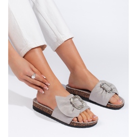 Chinelos cinzentos com sola de cortiça cinza 1