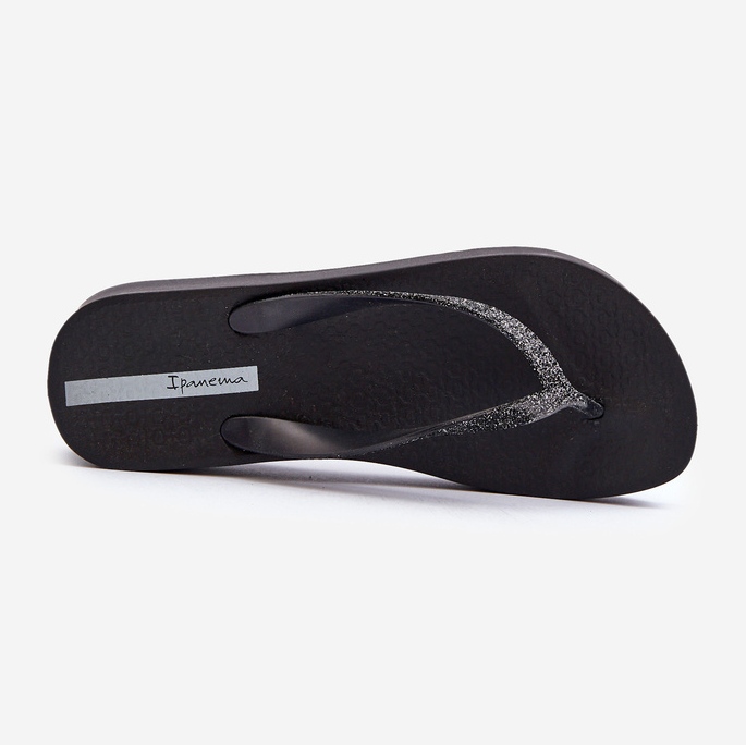 Chinelos femininos com alça brilhante 83386 Ipanema Mesh Chic Plat Fem Preto 1