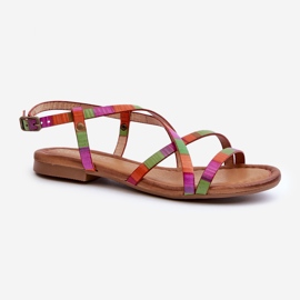 Sandálias femininas planas de couro Maciejka 06635-39 multicoloridas multicolorido 1